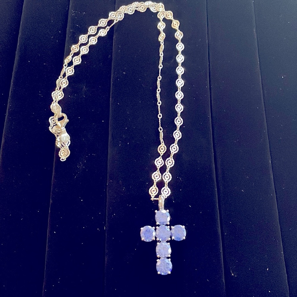 Blue Stone Cross Necklace